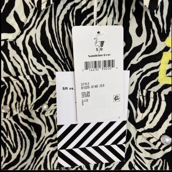 Sandrine Rose Embroidered Desir Zebra Print Top NWT - Picture 6 of 7